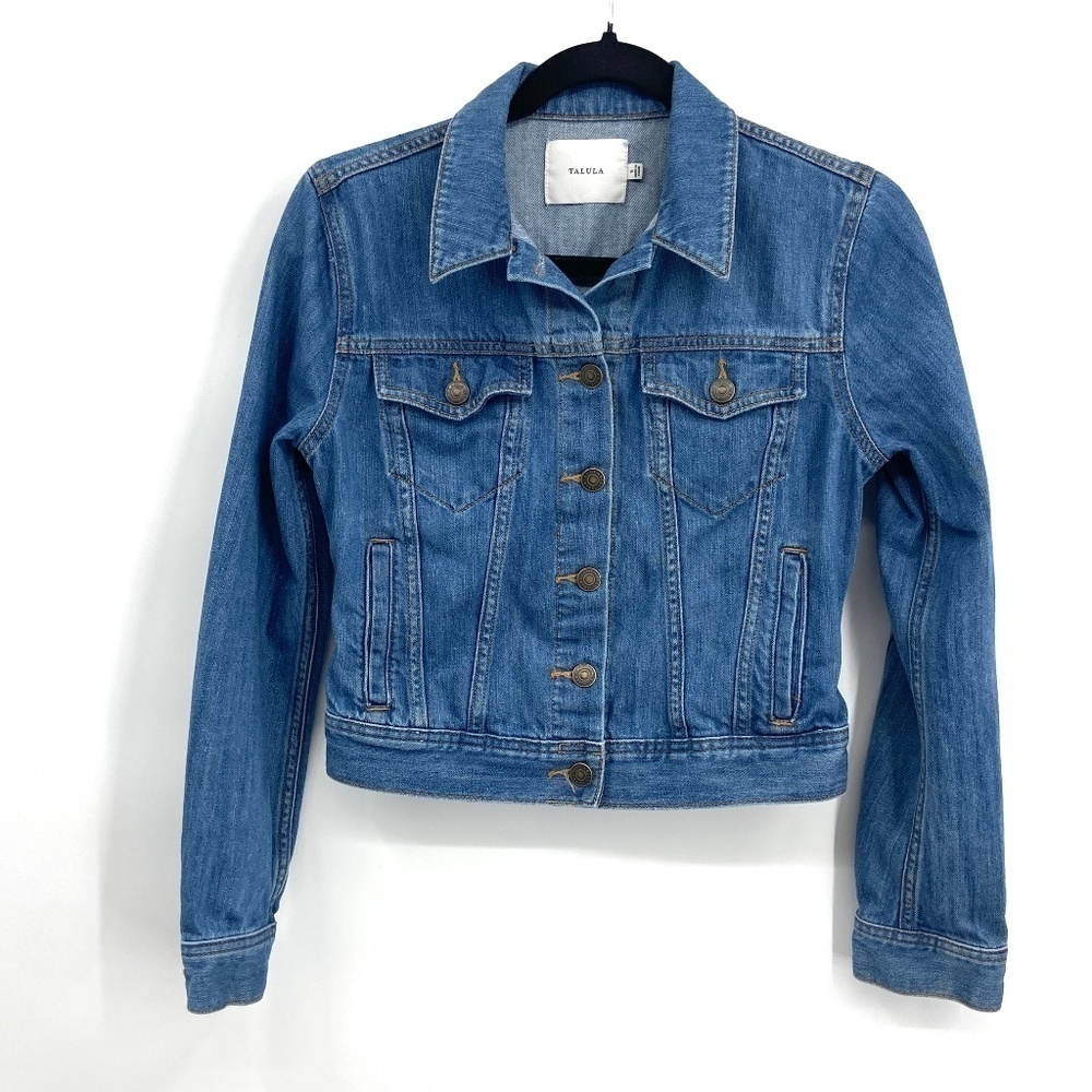 ARITZIA Talula Denim Blue Jean Jacket Button Up Collared Long Sleeve Size Small
